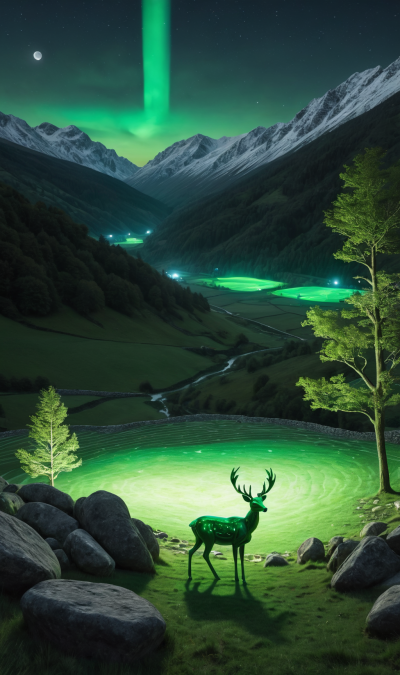 The green deer Salmpo in Seruble overlooking Serbule Hills